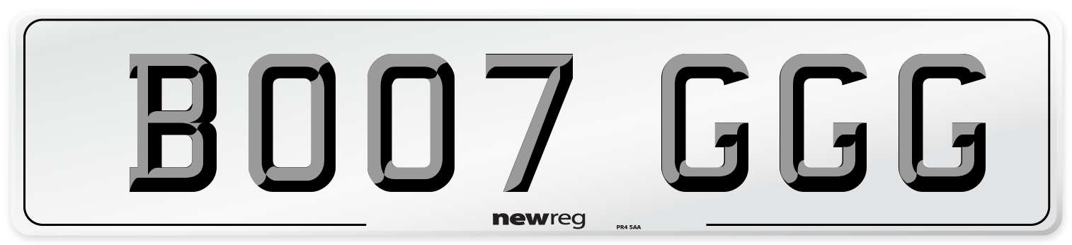 BO07 GGG Number Plate from New Reg